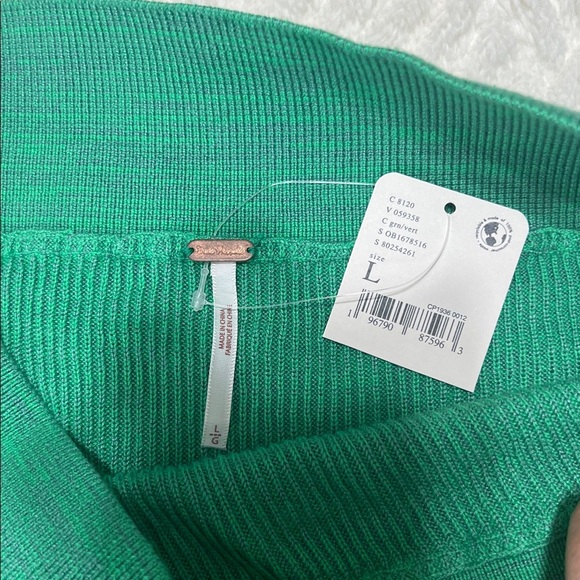 Free People Golden Hour Midi Skirt | Size L | NWT | Green Knit Ribbed - Picture 8 of 11